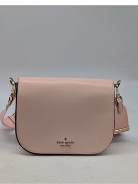 kate spade Light Pink Saffiano Crossbody Structured Bag with Guitar Strap Cute